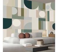 Papel Pintado Pared 3D Geometría Abstracta Líneas 250X175Cm Fotomurales Arte Moderno, Crema Papel Tapiz Grande Murales Fotográfico Moderno Decoración De Pared Para Sala Dormitorio