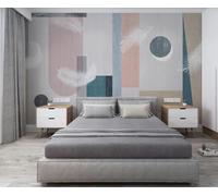 Papel Pintado Pared 3D Geometría Abstracta Plumas Blancas Retro Fotomurales 3D Papel Tapiz Moderno Murales Dormitorio -ZX30121-400x255cm
