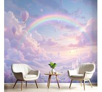 Papel Pintado Pared 3D, Globo Aerostático Nubes Arcoíris Cielo Belleza Fotomurales 3D Tv Fondo Pared Dormitorio Sala Oficina, Murales Papel Tapiz Moderno, 350Anx256Al cm