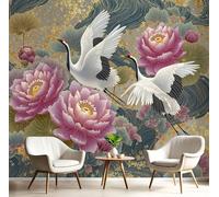 Papel Pintado Pared 3D Grulla De Loto, Arte Tradicional Belleza Fotomurales 3D Tv Fondo Pared Dormitorio Sala Oficina, Murales Papel Tapiz Moderno, 450Anx315Al cm