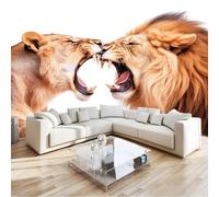 Papel Pintado Pared 3D Hiperrealismo Para Salón Pared Muebles, Fotomurales Animales Salvajes León 350 X 256 Cm Moderno Dormitorio Murales Blanco Para Niños Adolescentes Chico Chica