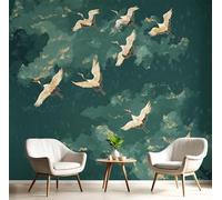 Papel Pintado Pared 3D Ilustración, Grulla Blanca Voladora Belleza Fotomurales 3D Tv Fondo Pared Dormitorio Sala Oficina, Murales Papel Tapiz Moderno, 300Anx210Al cm