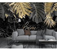 Papel Pintado Pared 3D Las Hojas De Oro Negro Son Simplemente Retro Fotomurales 3D Papel Tapiz Moderno Murales Dormitorio -ZX29358-430x300cm