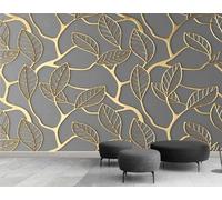 Papel Pintado Pared 3D Las Hojas Doradas Vuelven A La Antigüedad Fotomurales 3D Papel Tapiz Moderno Murales Dormitorio -ZX12712-300x210cm