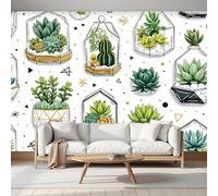 Papel Pintado Pared 3D Lindas, Formas Geométricas Suculentas Belleza Fotomurales 3D Tv Fondo Pared Dormitorio Sala Oficina, Murales Papel Tapiz Moderno, 450Anx315Al cm