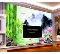 Papel Pintado Pared 3D Montañas Y Agua De Bambú Verde Fotomurales 3D Papel Tapiz Moderno Murales Dormitorio -ZX33168-250x175cm
