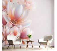 Papel Pintado Pared 3D Naranja Rosa Magnolia Simple Fotomurales Tv Fondo Dormitorio Murales Plantas Elegantes Para Sala De Estar Pósteres Motivos De Restaurante De Oficina,400X280Cm