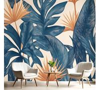 Papel Pintado Pared 3D Naranja Verdoso Hojas De Palma Lineales Fotomurales Tv Fondo Dormitorio Murales Plantas Naturales Para Sala De Estar Pósteres Motivos De Restaurante De Oficina,400X280Cm