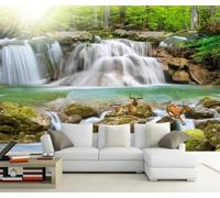 Papel Pintado Pared 3D Paisaje Natural De Montañas Y Cascadas Fotomurales 3D Papel Tapiz Moderno Murales Dormitorio -ZX04899-250x175cm