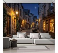 Papel Pintado Pared 3D Papel Tapiz 350Anx256Al cm (Ancho X Altura), Calles Casas De Piedra Ciudades Antiguas De Europa Fotomurales 3D TV Fondo Pared Dormitorio Murales Decoración Moderno