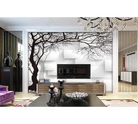 Papel Pintado Pared 3D Papel Tapiz Árbol Abstracto En Blanco Y Negro Fotomurales 3D Moderno Dormitorio Murales -KX35681, 400x255cm