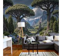 Papel Pintado Pared 3D Papel Tapiz Árboles Altos Y Mapa De Cordilleras Fotomurales 3D,Tv Fondo Pared Dormitorio Murales Papels Tapiz Paisaje Forestal Antigua Roma,300 × 210 Cm