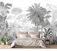 Papel Pintado Pared 3D Papel Tapiz Bosque Retro En Blanco Y Negro Fotomurales 3D Moderno Dormitorio Murales -KX27077, 400x255cm