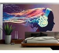 Papel Pintado Pared 3D Papel Tapiz Chicas Que Usan Auriculares Para Escuchar Música Fotomurales 3D Moderno Dormitorio Murales -KX36112, 350x250cm