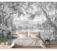 Papel Pintado Pared 3D Papel Tapiz El Árbol En Blanco Y Negro Es Retro Fotomurales 3D Moderno Dormitorio Murales -KX26986, 350x250cm