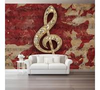 Papel Pintado Pared 3D Papel Tapiz Estilo De Arte Moderno Rojo Notas Musicales Partitura Fotomurales 3D Tv Fondo Pared Dormitorio Murales Papel Tapiz Moderno