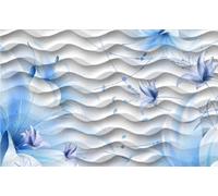 Papel Pintado Pared 3D Papel Tapiz Flores Azules En Relieve Ondulado Fotomurales 3D Moderno Dormitorio Murales -KX12083, 350x250cm