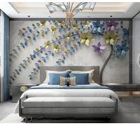 Papel Pintado Pared 3D Papel Tapiz Flores Metálicas En Relieve Retro Fotomurales 3D Moderno Dormitorio Murales -KX13090, 310x250cm