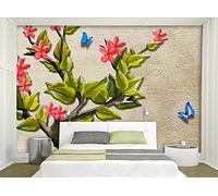 Papel Pintado Pared 3D Papel Tapiz Flores Rojas En Relieve Fotomurales 3D Moderno Dormitorio Murales -KX30706, 430x300cm