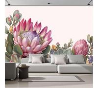 Papel Pintado Pared 3D Papel Tapiz Flores Silvestres Suculentas, Flores Bordes Fotomurales 3D Tv Fondo Pared Moderno Decorativo Murales, Decoración Comedores Dormitorio,250x175 cm