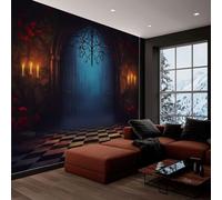 Papel Pintado Pared 3D Papel Tapiz Gótico Castillo Arco Azul, Fotomurales 300x210 cm Tv Fondo Pared Dormitorio Murales Moderno Decoración Comedores Salones Habitaciones