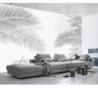 Papel Pintado Pared 3D Papel Tapiz Hojas En Blanco Y Negro Retro Fotomurales 3D Moderno Dormitorio Murales -KX28463, 400x255cm