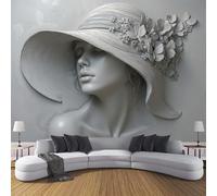 Papel Pintado Pared 3D Papel Tapiz Mujer Con Un Sombrero Elegante Fotomurales 3D,Tv Fondo Pared Dormitorio Murales Papels Tapiz Relieve 3D,450 × 315 Cm
