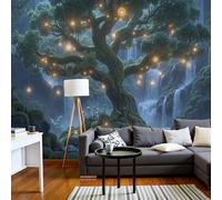 Papel Pintado Pared 3D Papel Tapiz Musgo Árboles Grandes Paisaje Cascada Fotomurales 3D,Tv Fondo Pared Dormitorio Murales Papels Tapiz Arte Fantástico,400 × 280 Cm