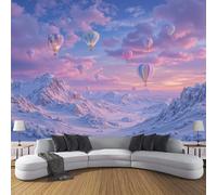 Papel Pintado Pared 3D Papel Tapiz Patrón Globo Aerostático En El Cielo Fotomurales 3D,Tv Fondo Pared Dormitorio Murales Papels Tapiz Paisaje Ensueño Montaña Nevada,400 × 280 cm
