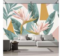 Papel Pintado Pared 3D Papel Tapiz Plantas Tropicales Hojas De Ave Del Paraíso Turquesa Fotomurales Tv Fondo Pared Dormitorio Murales Papels Tapiz Moderno 350x256cm