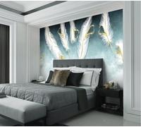 Papel Pintado Pared 3D Papel Tapiz Plumas Blancas En Forma De Corazón Pintadas A Mano Fotomurales 3D Moderno Dormitorio Murales -KX16047, 450x280cm