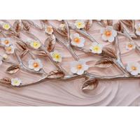 Papel Pintado Pared 3D Papel Tapiz Relieve Floral Fotomurales 3D Moderno Dormitorio Murales -KX10365, 400x255cm