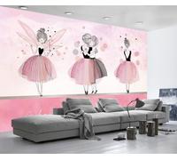 Papel Pintado Pared 3D Papel Tapiz Rosa Cartoon Lovely Girl Fotomurales 3D Moderno Dormitorio Murales -KX00521, 430x300cm