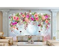 Papel Pintado Pared 3D Papel Tapiz Rosas Retro Fotomurales 3D Moderno Dormitorio Murales -KX31520, 300x210cm