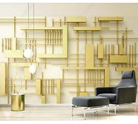 Papel Pintado Pared 3D Papel Tapiz Tiras Doradas Geométricas Fotomurales 3D Moderno Dormitorio Murales -KX36300, 310x250cm