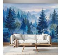 Papel Pintado Pared 3D Papel Tapiz Una Ligera Niebla Un Alto Bosque Pinos Fotomurales 3D,Tv Fondo Pared Dormitorio Murales Papels Tapiz Pintura De Paisaje Forestal,300 × 210 Cm