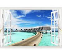 Papel Pintado Pared 3D Papel Tapiz Ventanas Con Vistas Al Mar Fotomurales 3D Moderno Dormitorio Murales -KX36214, 430x300cm