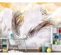 Papel Pintado Pared 3D Plumas Blancas Acuarelas Fotomurales 3D Papel Tapiz Moderno Murales Dormitorio -ZX08711-400x280cm