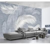 Papel Pintado Pared 3D Plumas Blancas Retro Fotomurales 3D Papel Tapiz Moderno Murales Dormitorio -ZX30197-200x140cm