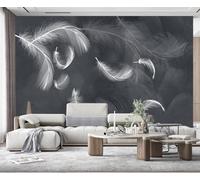 Papel Pintado Pared 3D Plumas Blancas Y Negras Fotomurales 3D Papel Tapiz Moderno Murales Dormitorio -ZX13170-250x175cm