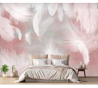 Papel Pintado Pared 3D Plumas Blancas Y Rosas Fotomurales 3D Papel Tapiz Moderno Murales Dormitorio -ZX28605-250x175cm