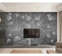 Papel Pintado Pared 3D Ramas Retro En Blanco Y Negro Fotomurales 3D Papel Tapiz Moderno Murales Dormitorio -ZX28910-200x140cm