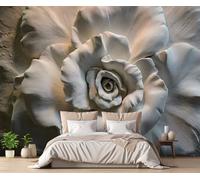 Papel Pintado Pared 3D Relieve De Flores Grises Fotomurales 3D Papel Tapiz Moderno Murales Dormitorio -ZX30896-400x280cm