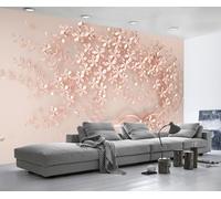 Papel Pintado Pared 3D Relieve De Flores Rosas Fotomurales 3D Papel Tapiz Moderno Murales Dormitorio -ZX26931-250x175cm