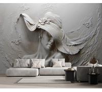 Papel Pintado Pared 3D Relieves De Chicas Grises Fotomurales 3D Papel Tapiz Moderno Murales Dormitorio -ZX10435-300x210cm