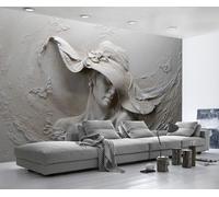 Papel Pintado Pared 3D Relieves De Chicas Grises Fotomurales 3D Papel Tapiz Moderno Murales Dormitorio -ZX29020-300x210cm