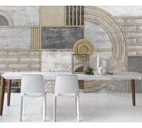 Papel Pintado Pared 3D Relieves Dorados Geométricos Retro Fotomurales 3D Papel Tapiz Moderno Murales Dormitorio -ZX16793-400x280cm