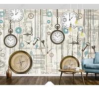 Papel Pintado Pared 3D Relojes De Madera Retro Fotomurales 3D Papel Tapiz Moderno Murales Dormitorio -ZX13283-400x280cm