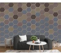 Papel Pintado Pared 3D Retro Dorado Geométrico Fotomurales 3D Papel Tapiz Moderno Murales Dormitorio -ZX33557-310x250cm