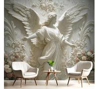 Papel Pintado Pared 3D Rosa Ángel De Las Flores Fotomurales Tv Fondo Dormitorio Murales Plantas De Mármol Para Sala De Estar Pósteres Motivos De Restaurante De Oficina,300X210Cm